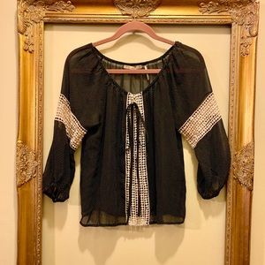 black and cream polka dot blouse